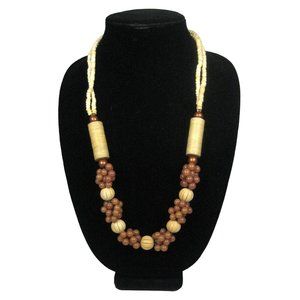 Vintage Estate Necklace 27 Inch Wooden Beaded Brown Jewelry Strand String